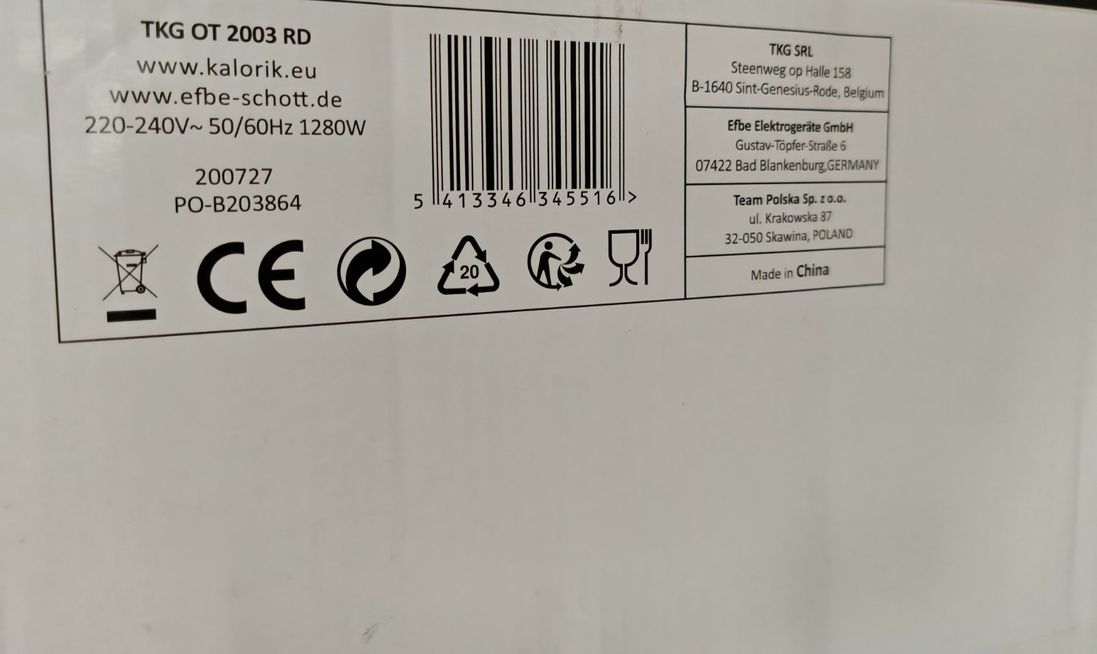 Kalorik TKG OT 2003 RD Multiofen 16L Mini Backofen Grill Timer 1280W Rot F3