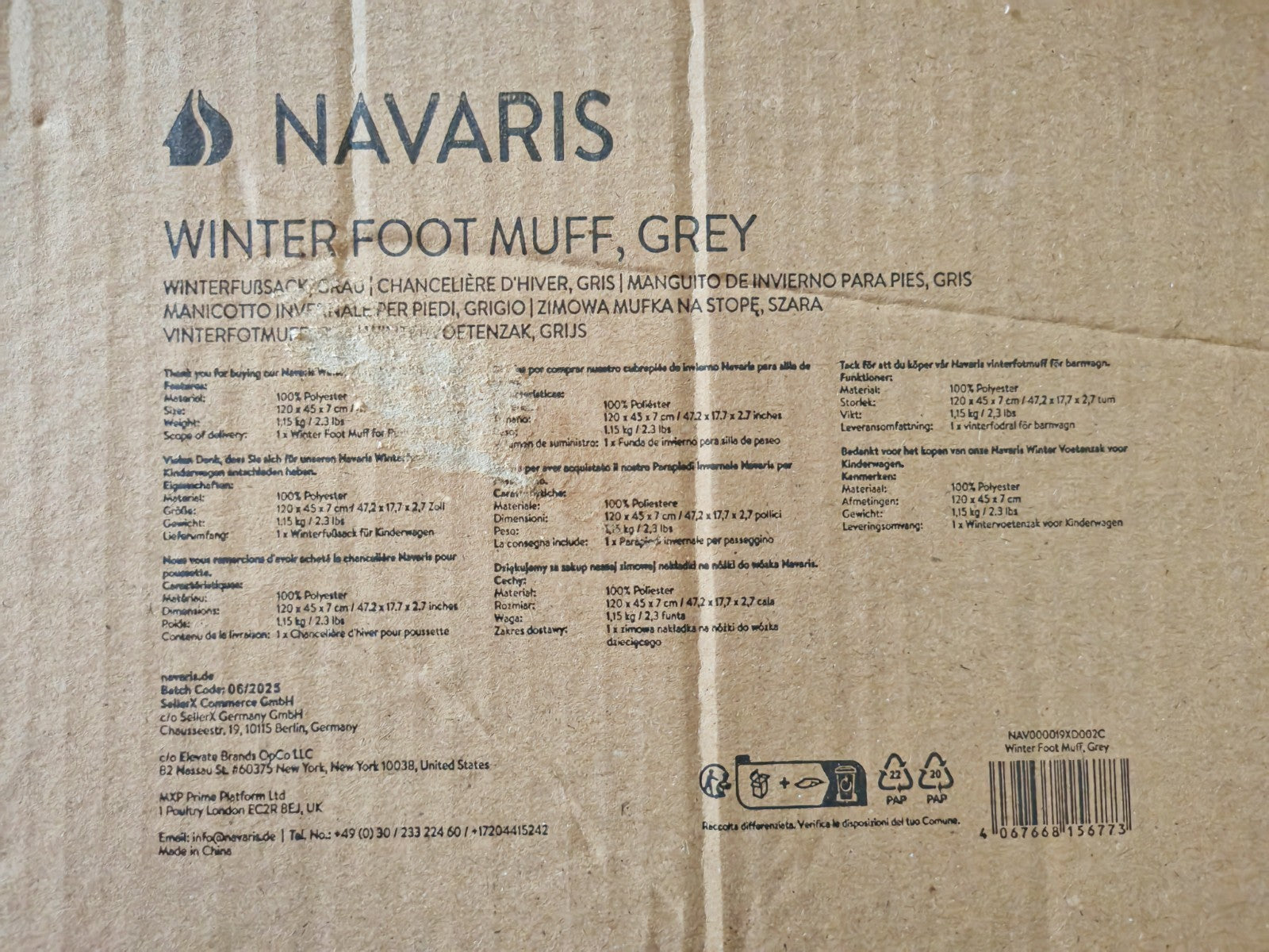 Navaris Winter Fußsack Kinderwagen Buggy Babyfußsack Grau 120x45cm Warm E6