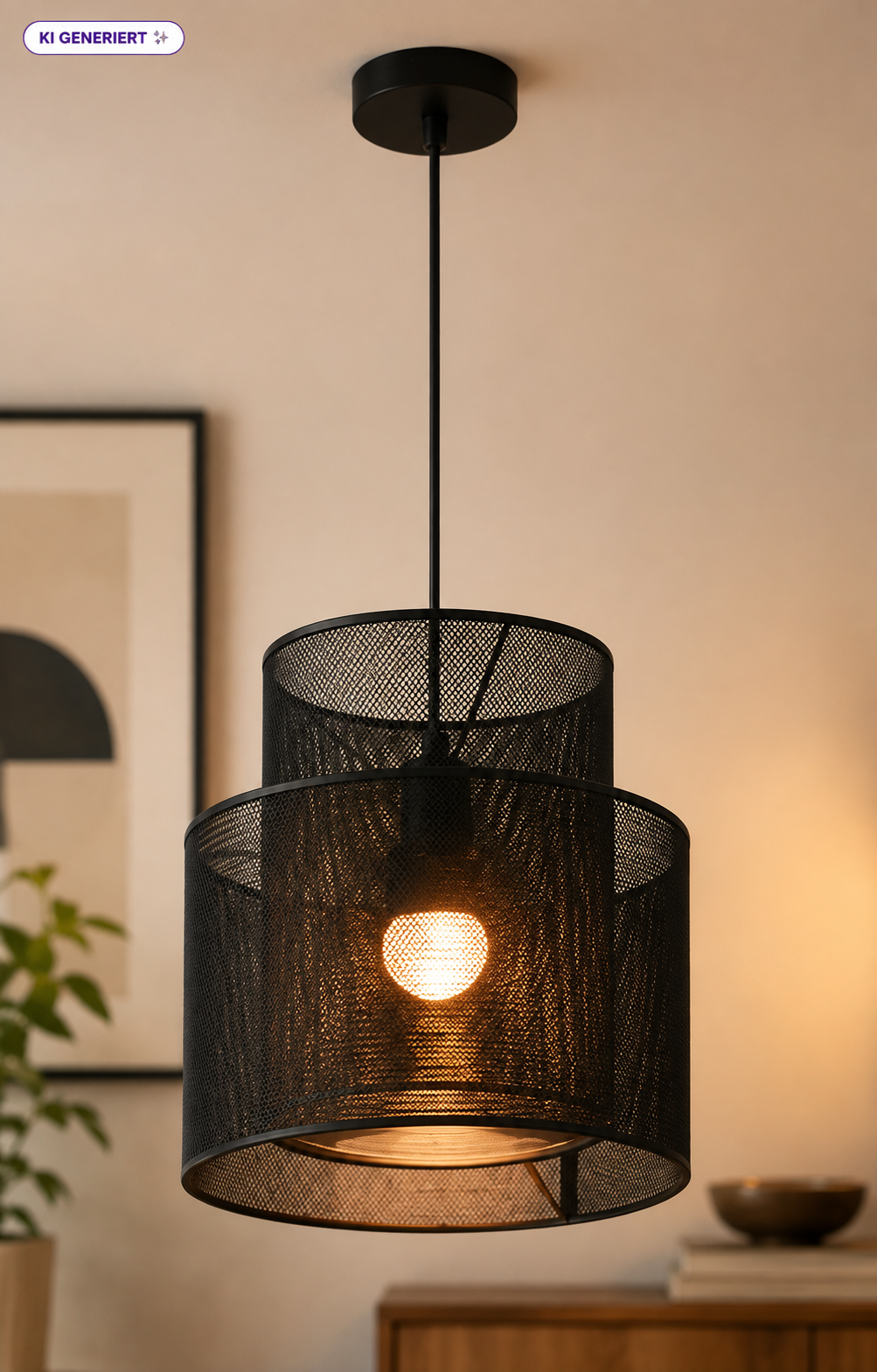 Lux Pendelleuchte Schwarz Ø 30 cm Hängelampe E27 40W Doppelschirm Metall Modern