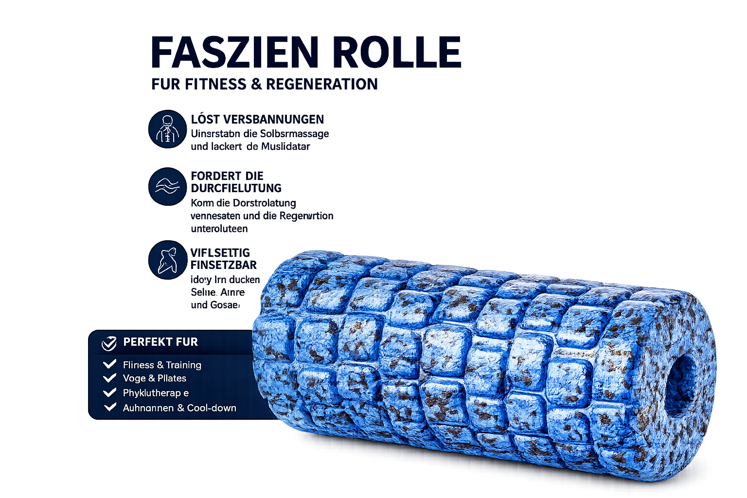 EVEREST FITNESS Faszienrolle 33cm Foam Roller 3D Massage Rolle Rücken E