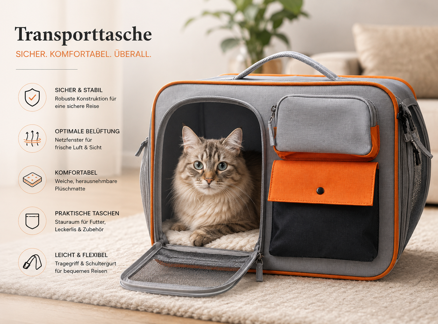 Navaris Transportbox Katze Katzenbox Tragetasche Fenster Schultergurt sicher HA1