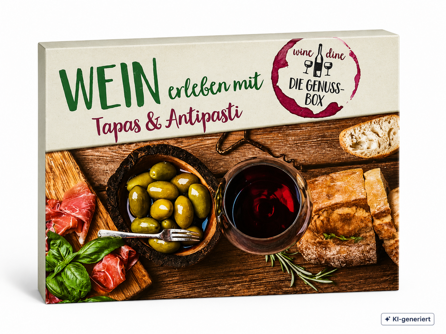 Wine & Dine Genuss-Box Tapas & Antipasti 50 Rezeptkarten Wein Rezepte Geschenk