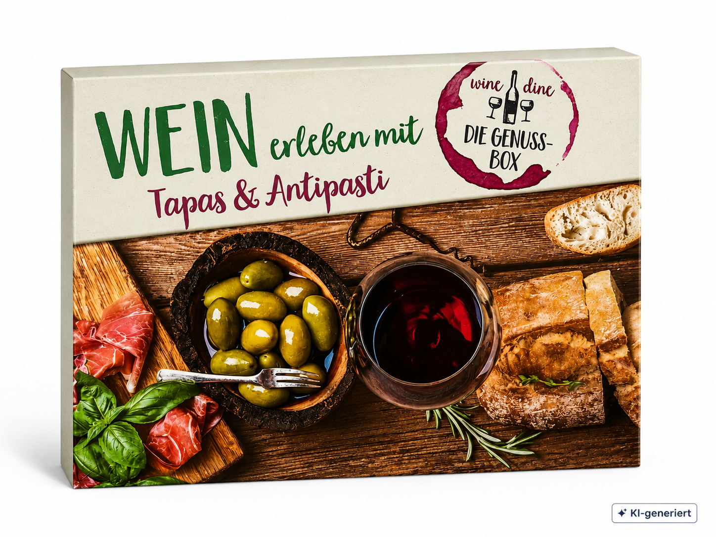 Wine & Dine Genuss-Box Tapas & Antipasti 50 Rezeptkarten Wein Rezepte Geschenk