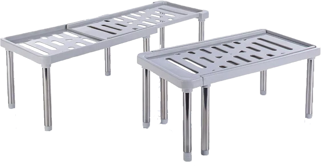 Teleskopregal Ausziehbar 2er Set Küche Bad Schrank Regal Organizer Grau E3