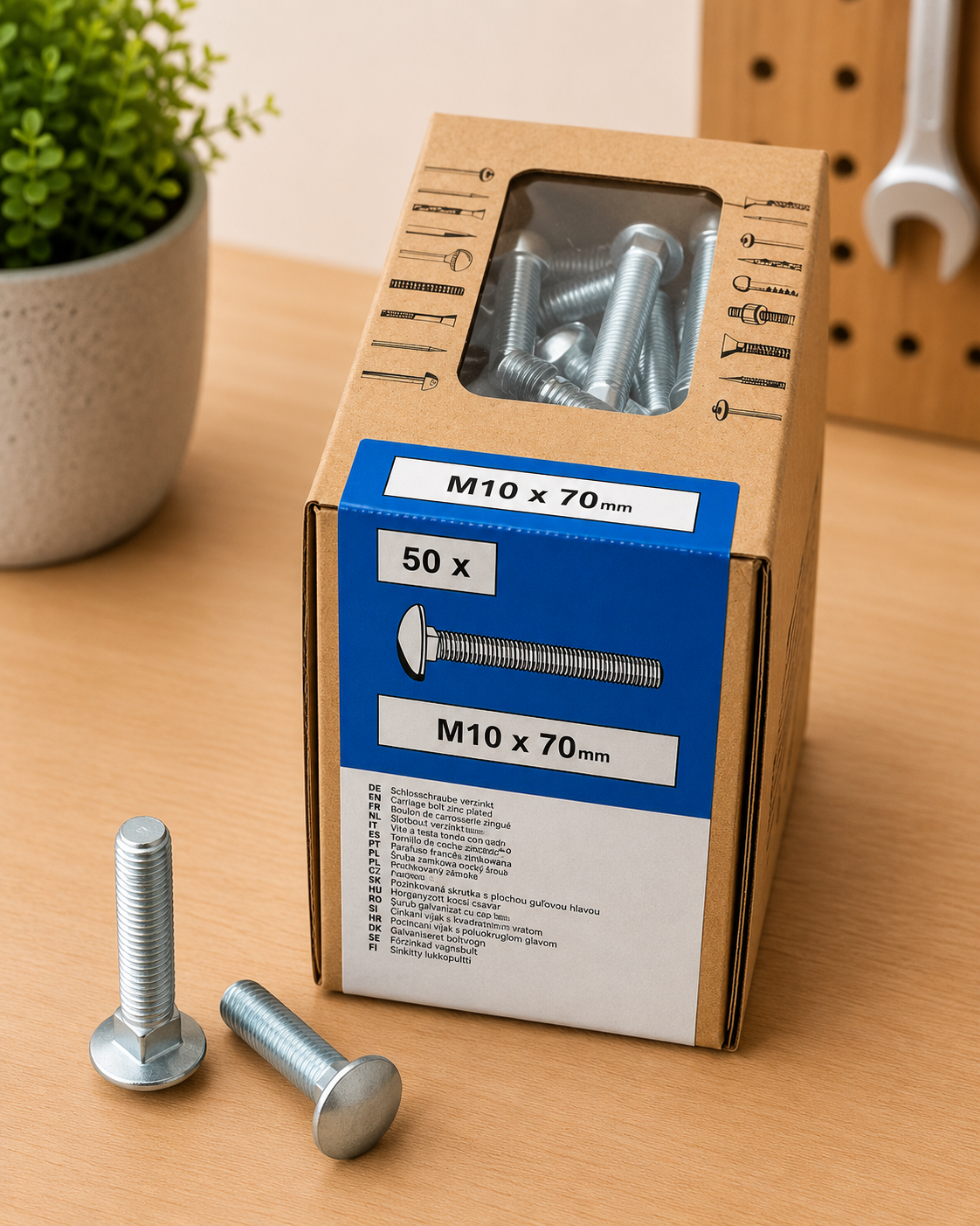 Lux Schlossschrauben verzinkt M10x70mm 50x Rundkopf metrisch Gewinde