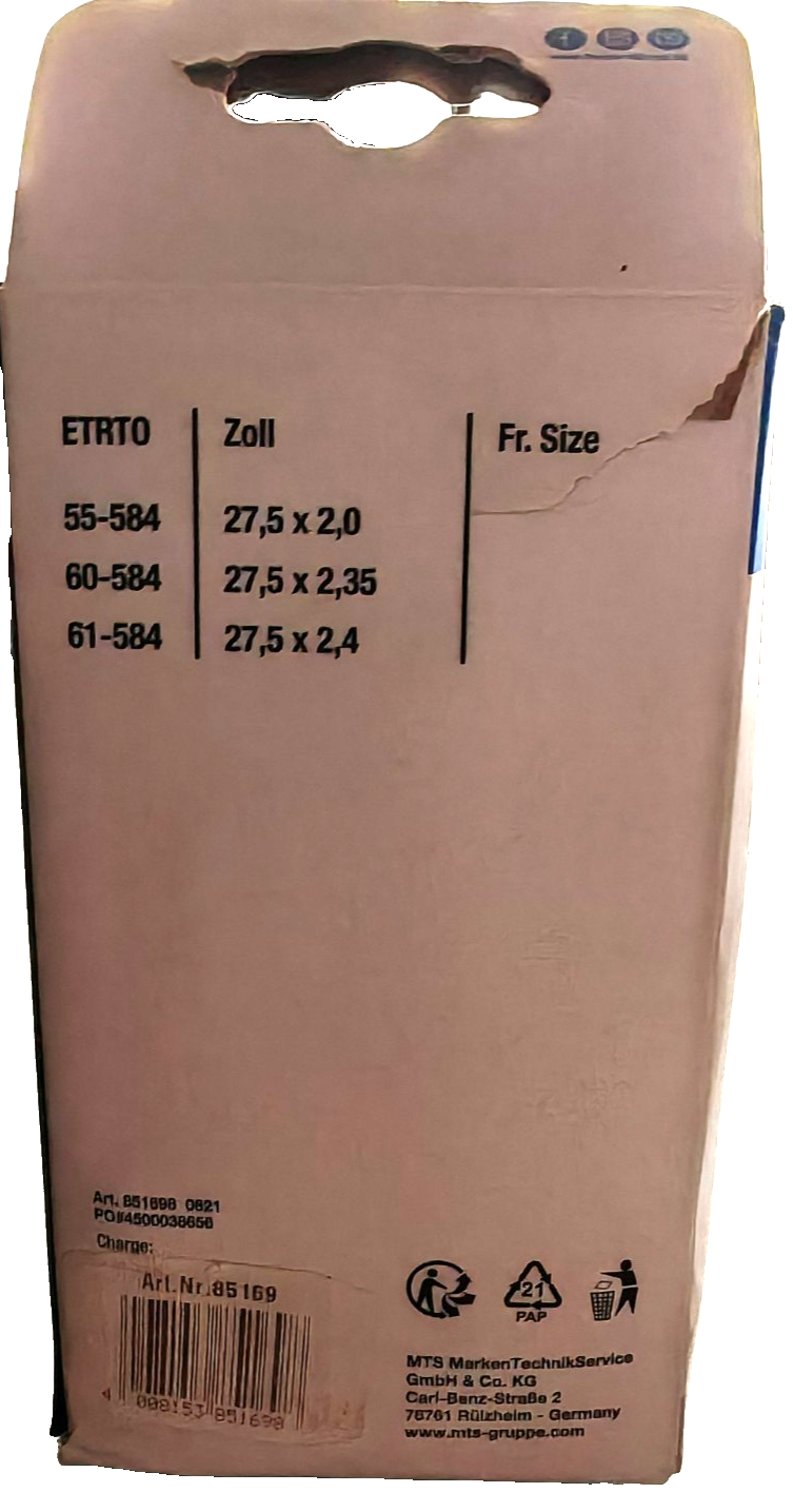 FISCHER Fahrradschlauch 27,5 Zoll 2,0-2,4 Autoventil Schrader ETRTO 55-61 E4