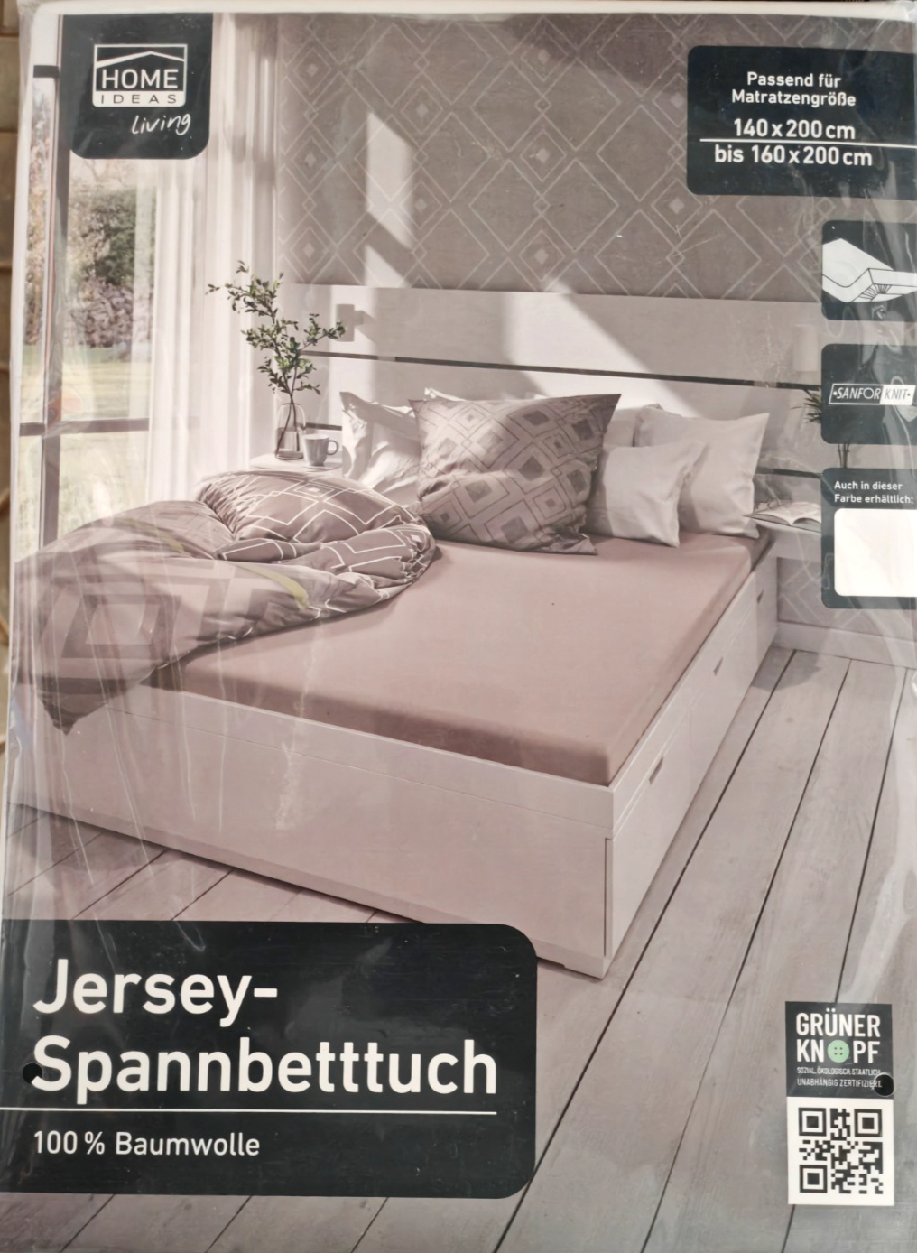 HOME IDEAS Living Jersey Spannbettlaken 140-160x200 cm Baumwolle Weiß Bett E5