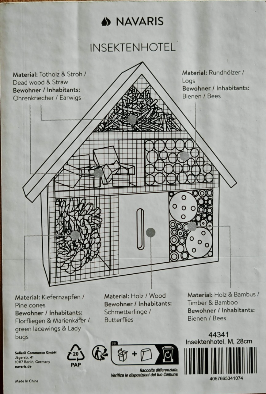 Navaris Insektenhotel Holz Bienenhotel Wildbienen Nisthilfe Insektenhaus F4