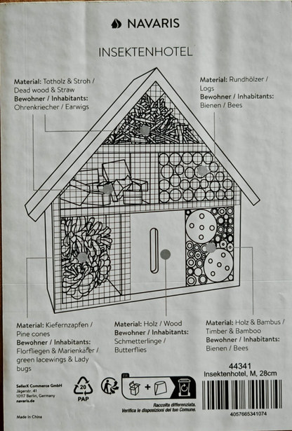 Navaris Insektenhotel Holz Bienenhotel Wildbienen Nisthilfe Insektenhaus F4