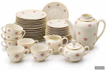 Eschenbach Roswitha Bavaria Kaffeeservice Elfenbein Porzellan Rosendekor