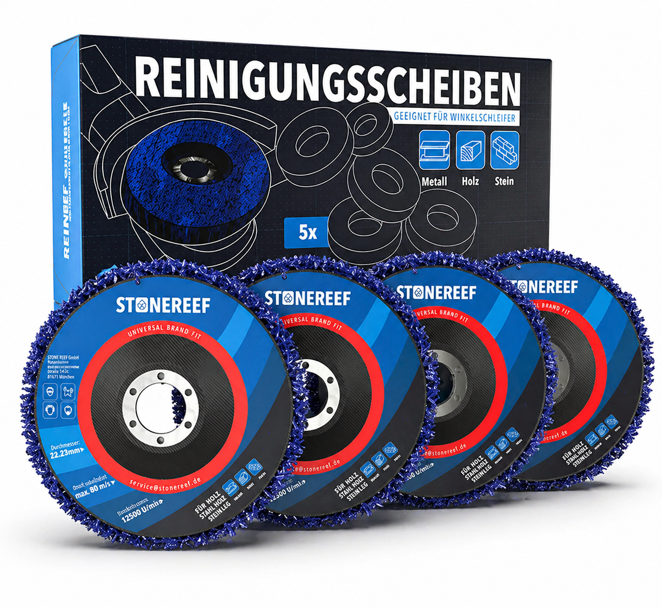 Reinigungsscheiben 5er Set 125mm CSD Winkelschleifer Rost Entferner