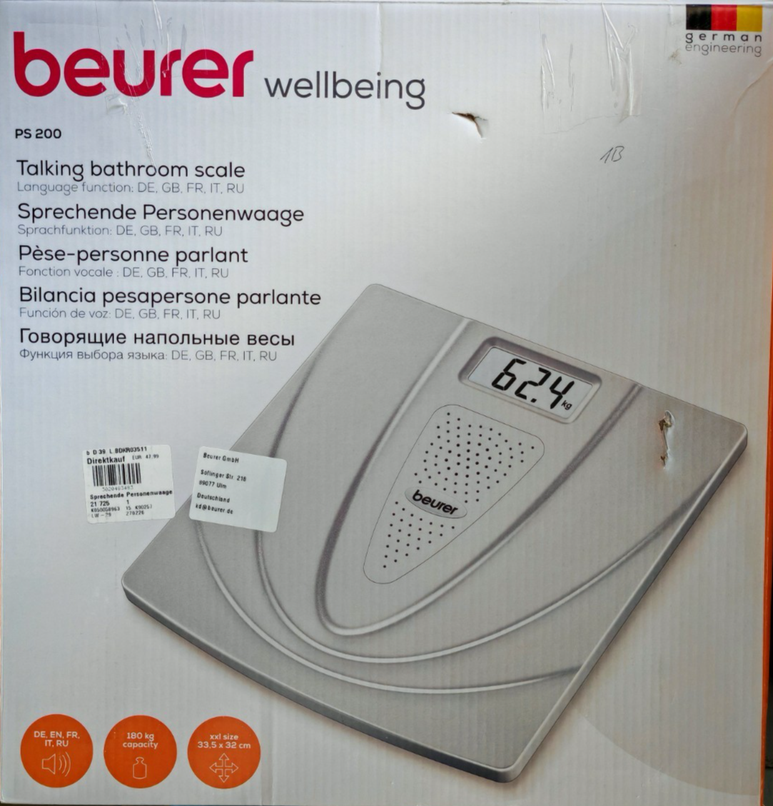 Beurer PS200 Sprechende Personenwaage Digitalwaage Sprachfunktion Waage C04G