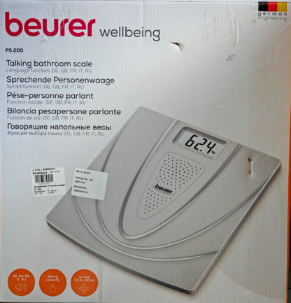 Beurer PS200 Sprechende Personenwaage Digitalwaage Sprachfunktion Waage C04G