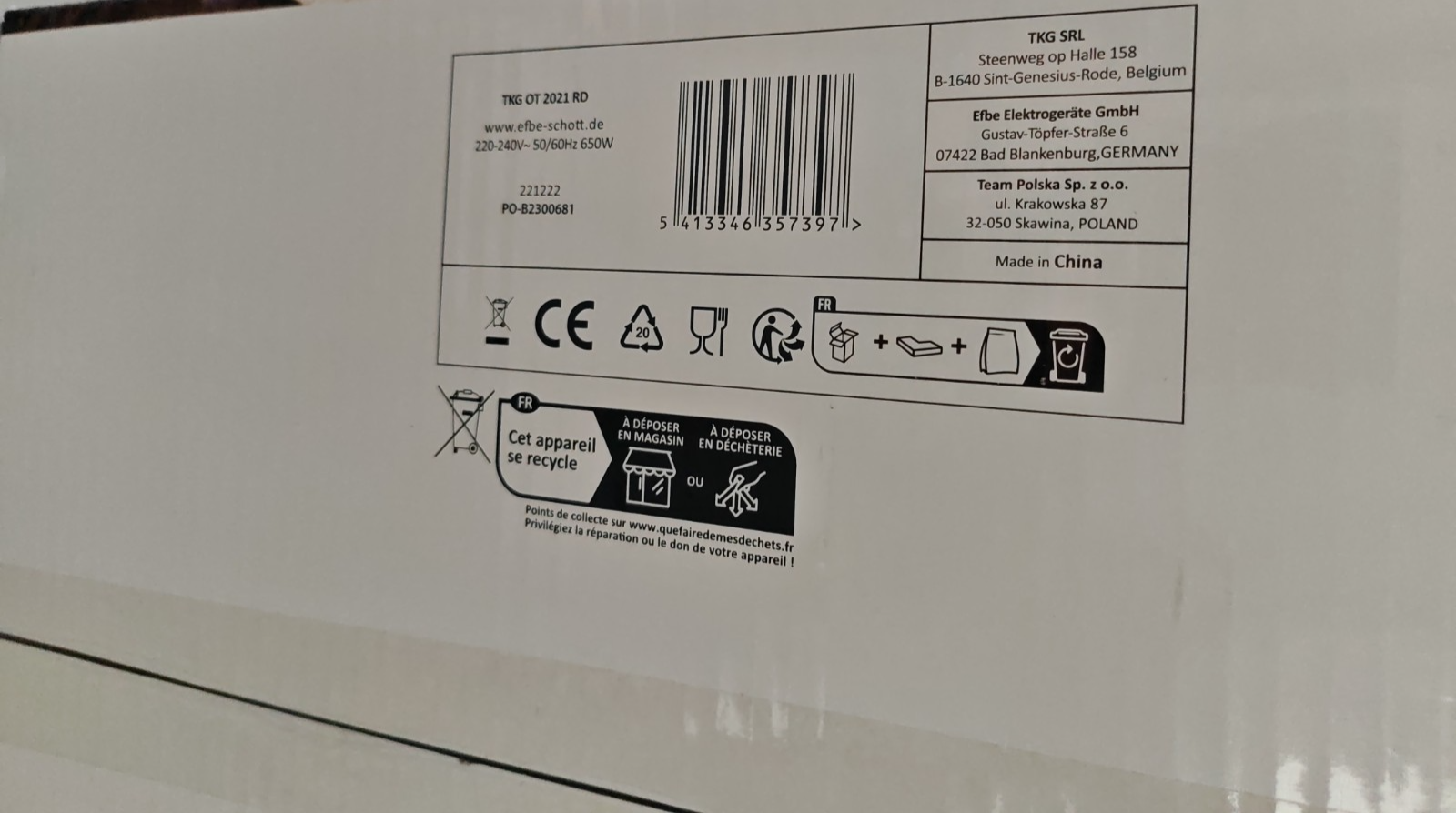 Kalorik TKG OT 2021 RD Mini Backofen 9L 650W Thermostat Timer Kompakt Rot F3