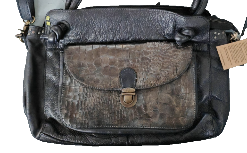 Desiderius Damen Ledertasche Schwarz Schwarz Rindsleder Handtasche Schulter H3