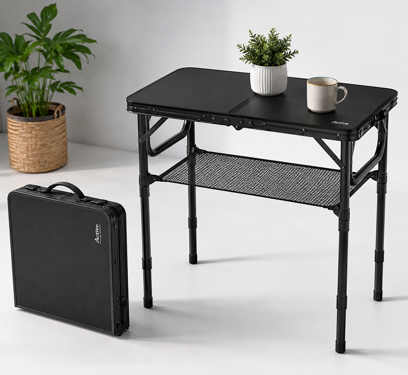 Anbte Campingtisch Klapptisch 60x40cm höhenverstellbar Alu Picknicktisch C6