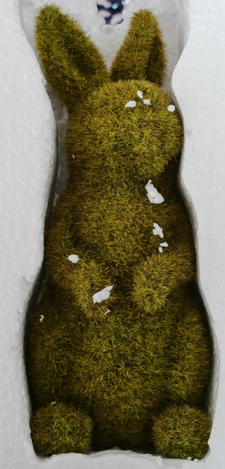 Deko Hase mit Moosoptik ca. 23 cm Osterhase Grün Osterdeko Frühlingsdeko E1