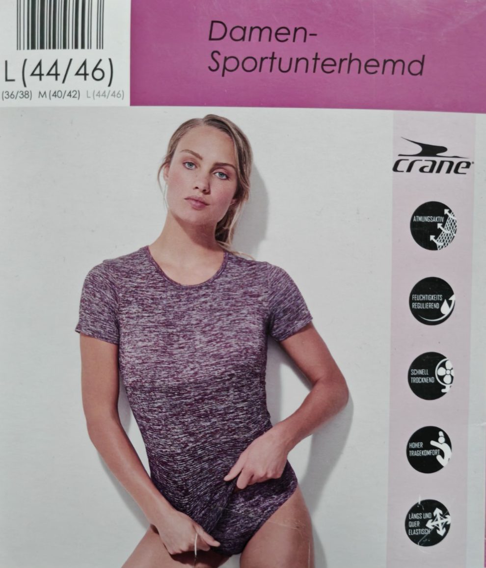 CRANE Damen Funktionsshirt Gr. 44/46 L Violett Sport Unterhemd Laufshirt G3