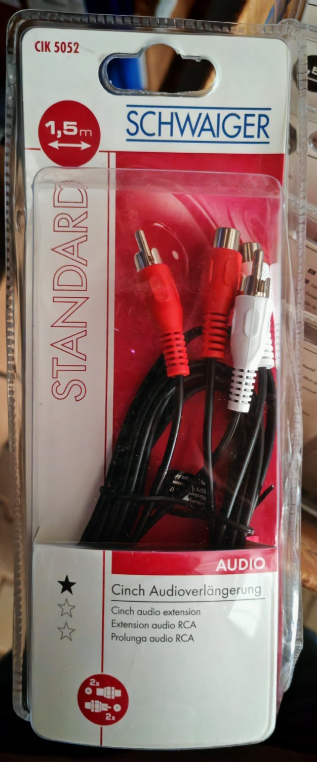Schwaiger CIK5052 Cinch Audio Verlängerung RCA Kabel Stereo Verlängerung A5