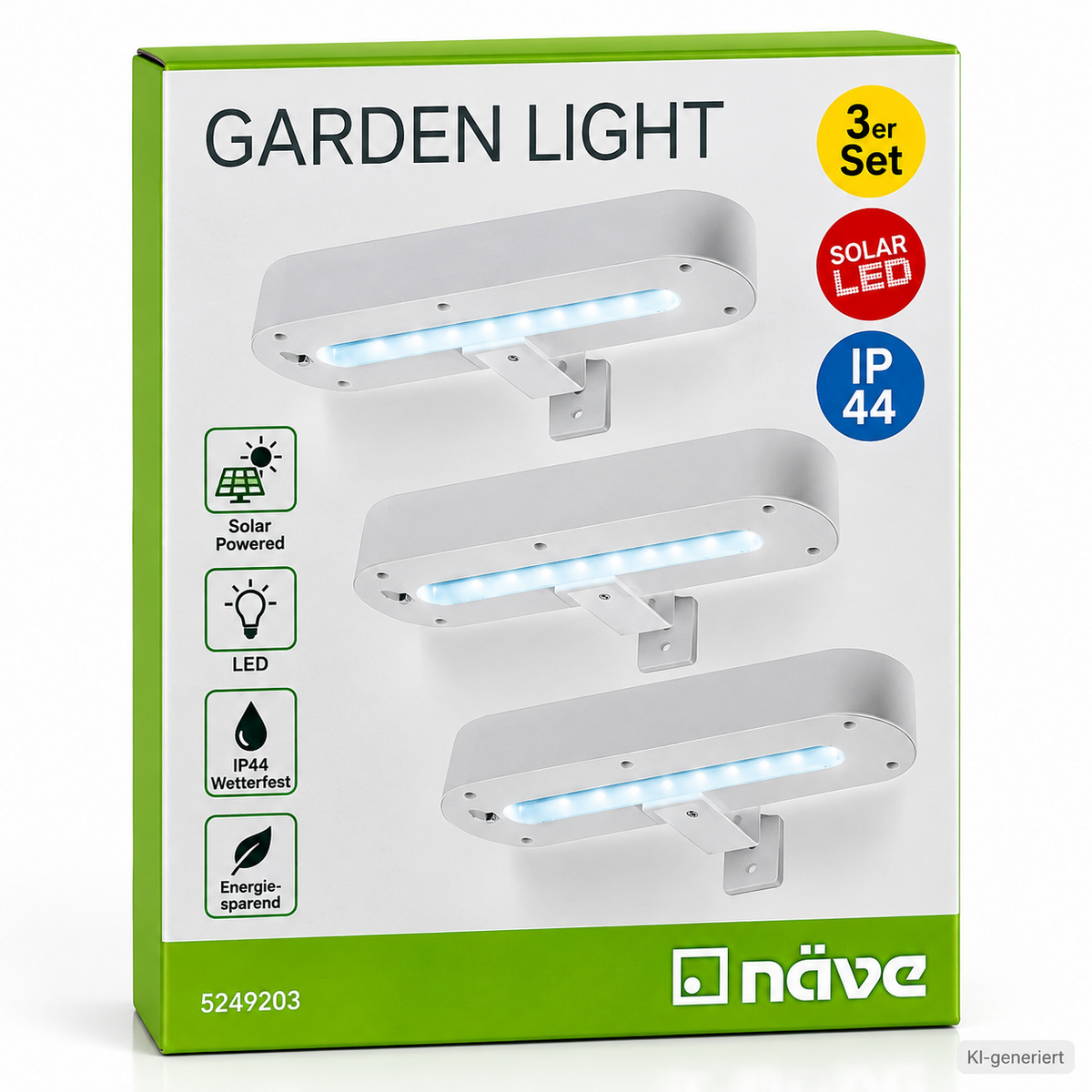 Näve 3er Set Solar LED Dachrinnenleuchten 5249203 IP44 Garten Außenleuchte HA35