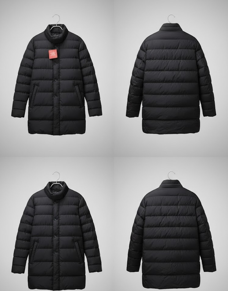 Strandfein Menswear Herren Steppjacke Schwarz Stehkragen Jacke