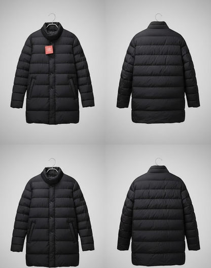 Strandfein Menswear Herren Steppjacke Schwarz Stehkragen Jacke