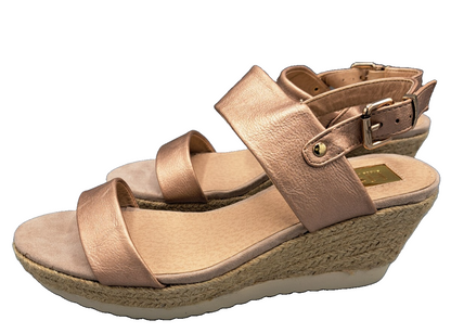 HB Shoes Damen Sandalen Gr. 41 Roségold Keilabsatz Plateau Riemchensandalen G1