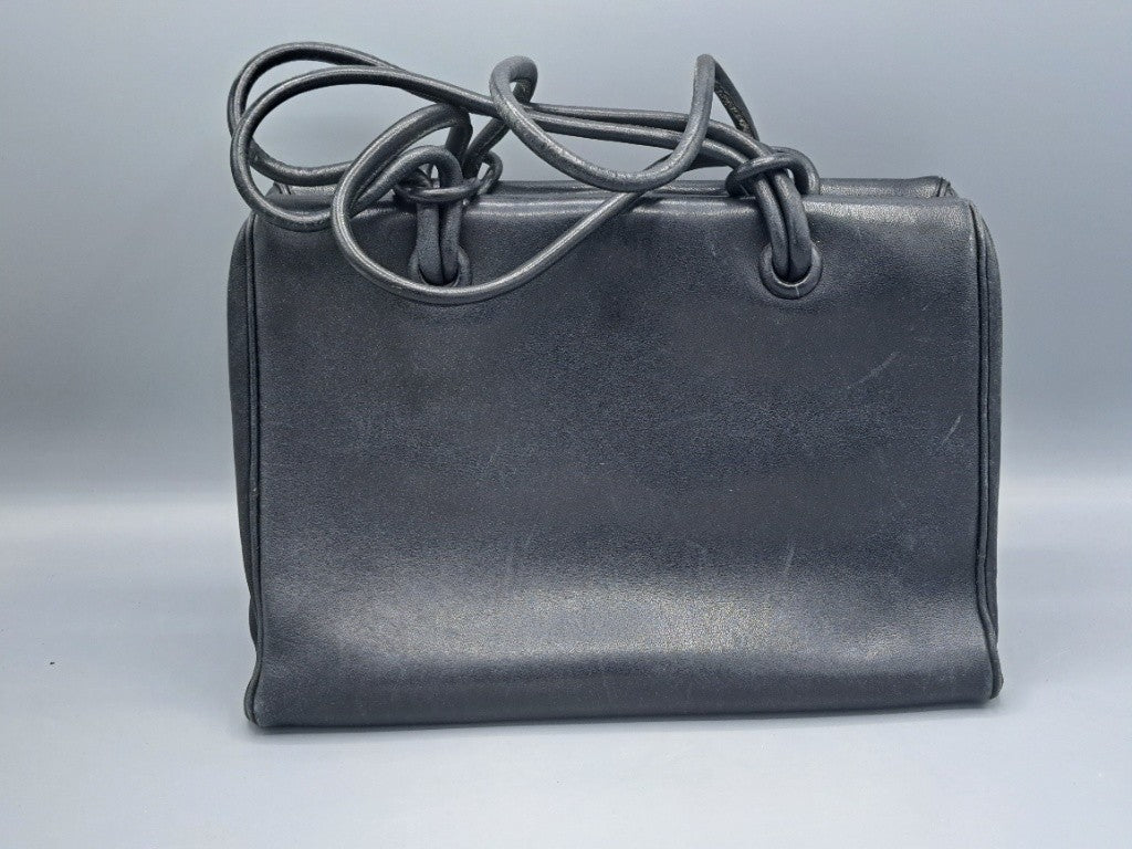 Damen Handtasche, Büffelleder, Schwarz, 26x18 cm