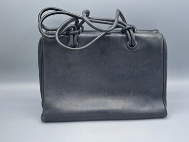 Damen Handtasche, Büffelleder, Schwarz, 26x18 cm
