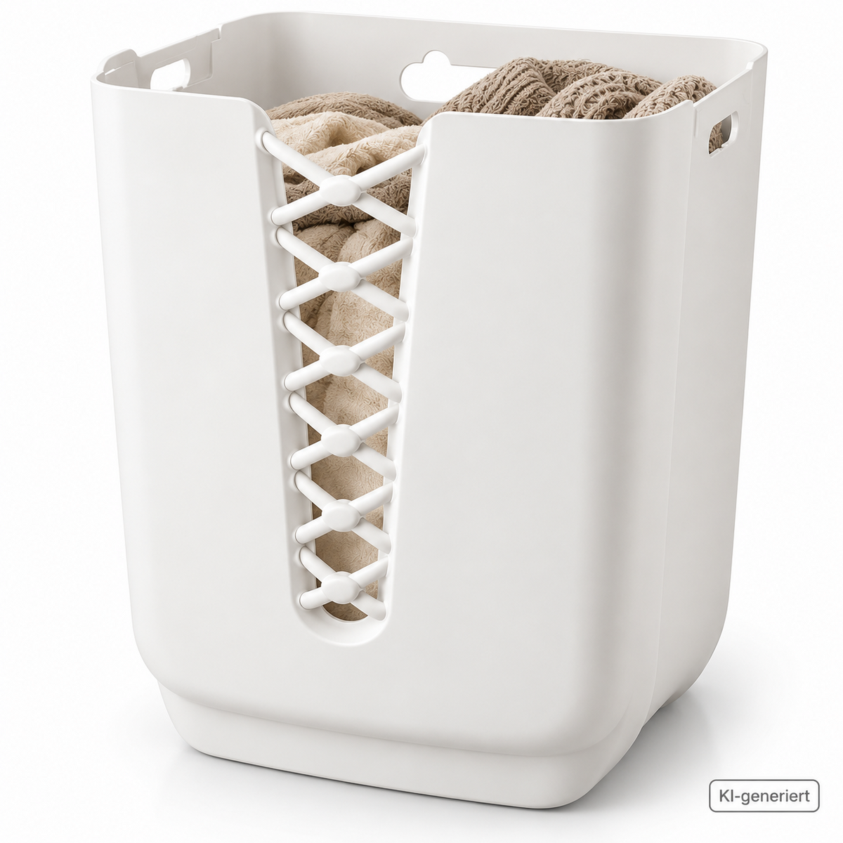 Navaris Wäschekorb 30L Faltbar Weiß Wäschebox Wandmontage 3 Klebehaken Bad HO-A6