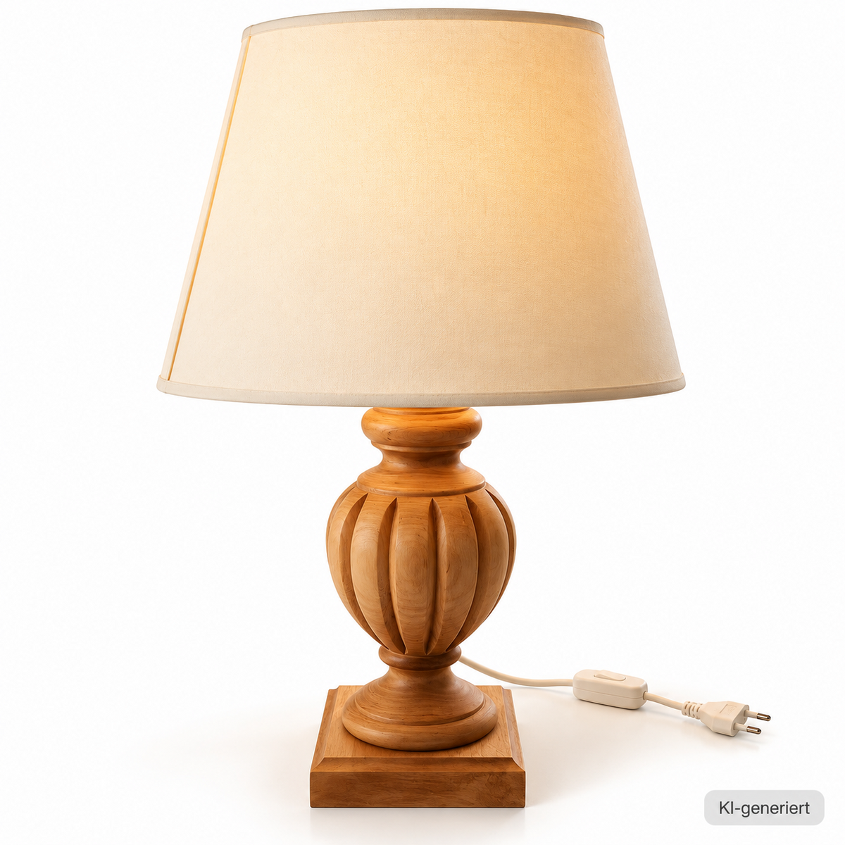 LA IL Tischlampe Frassino Holz Natur Opaco Schirm Beige 04 363 HA36