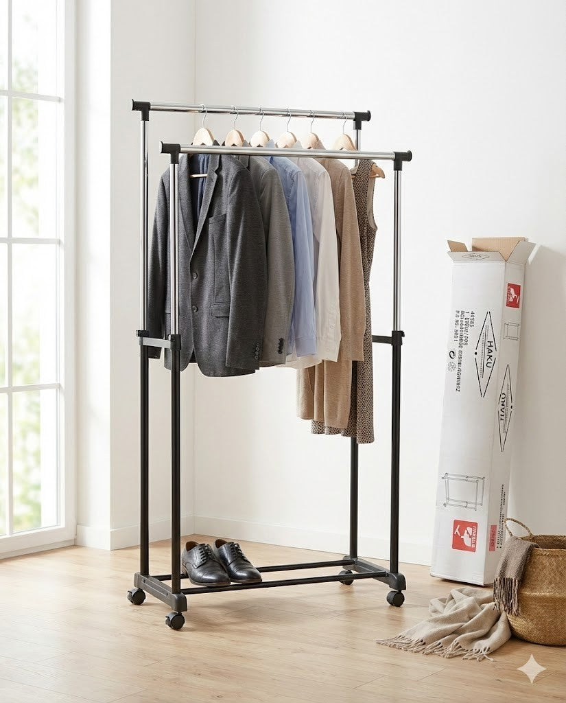Haku Rollgarderobe Chrom/Schwarz Modell 3951 Garderobe Kleiderständer