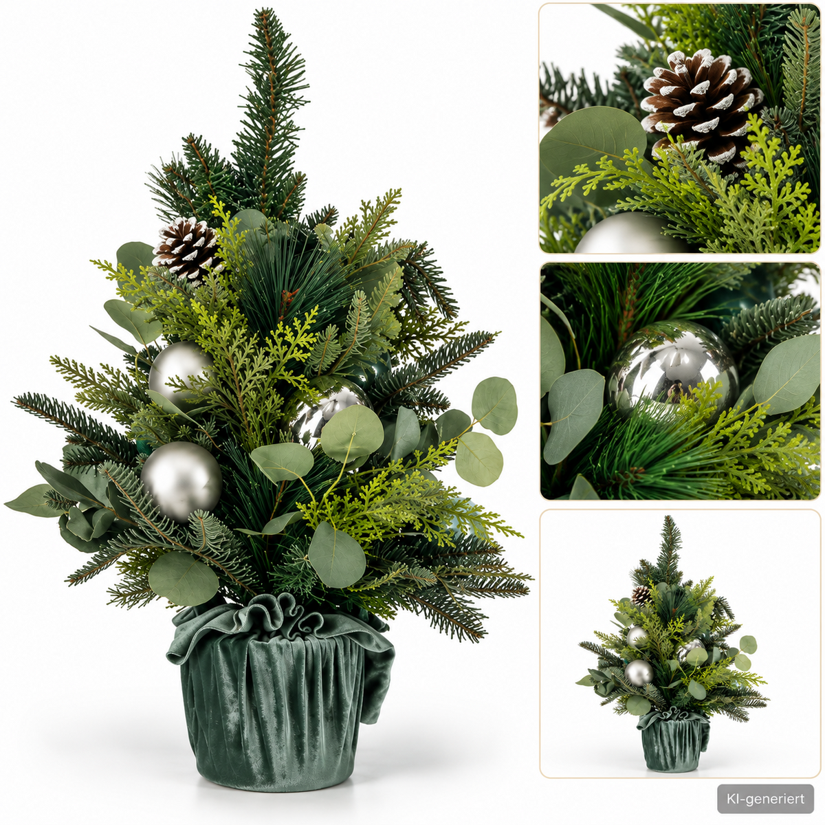 LUMIDA Xmas Mini Tannenbaum Weihnachtsbaum Kunstbaum Weiß Silber Deko A32