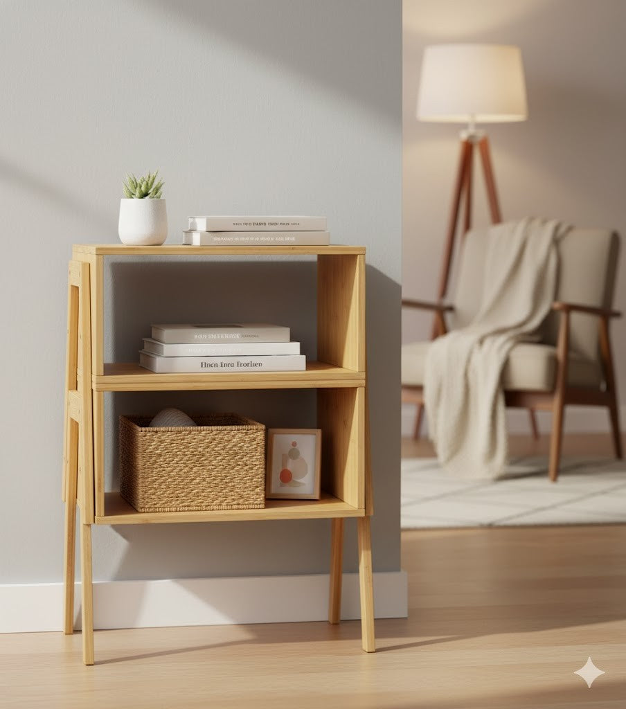 en.casa Nachttisch Baboo 42x43,5x29 cm Beistelltisch Nachtschrank Holz Regal