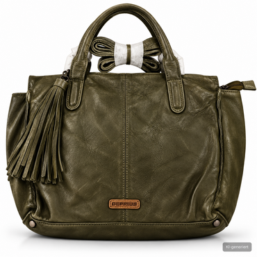 Desiderius Caladia Damen Ledertasche Olive Echtleder Shopper Schultertasche H2