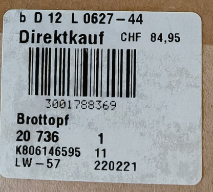 Brotbackform Brottopf Keramik 41x28 cm Terrakotta Weiß oval mit Rillen HA25