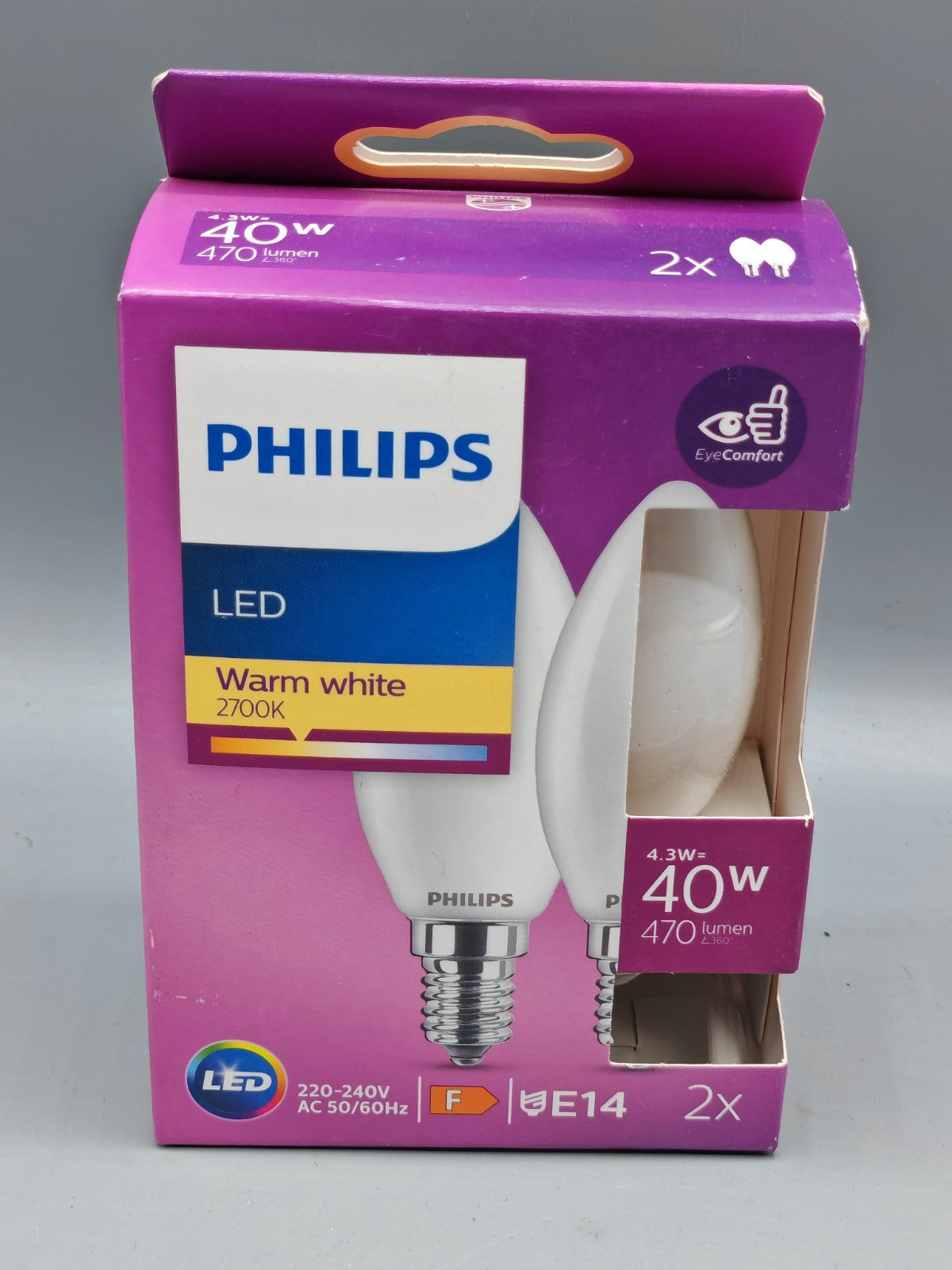 Philips LED Warm White. 2700k 40w, 470 Lumen 2 Stück