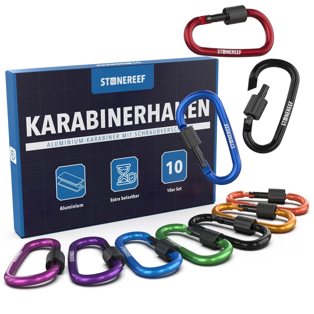 8x Karabinerhaken Aluminium Rostfrei Schnappverschluss Outdoor Camping Reise A6