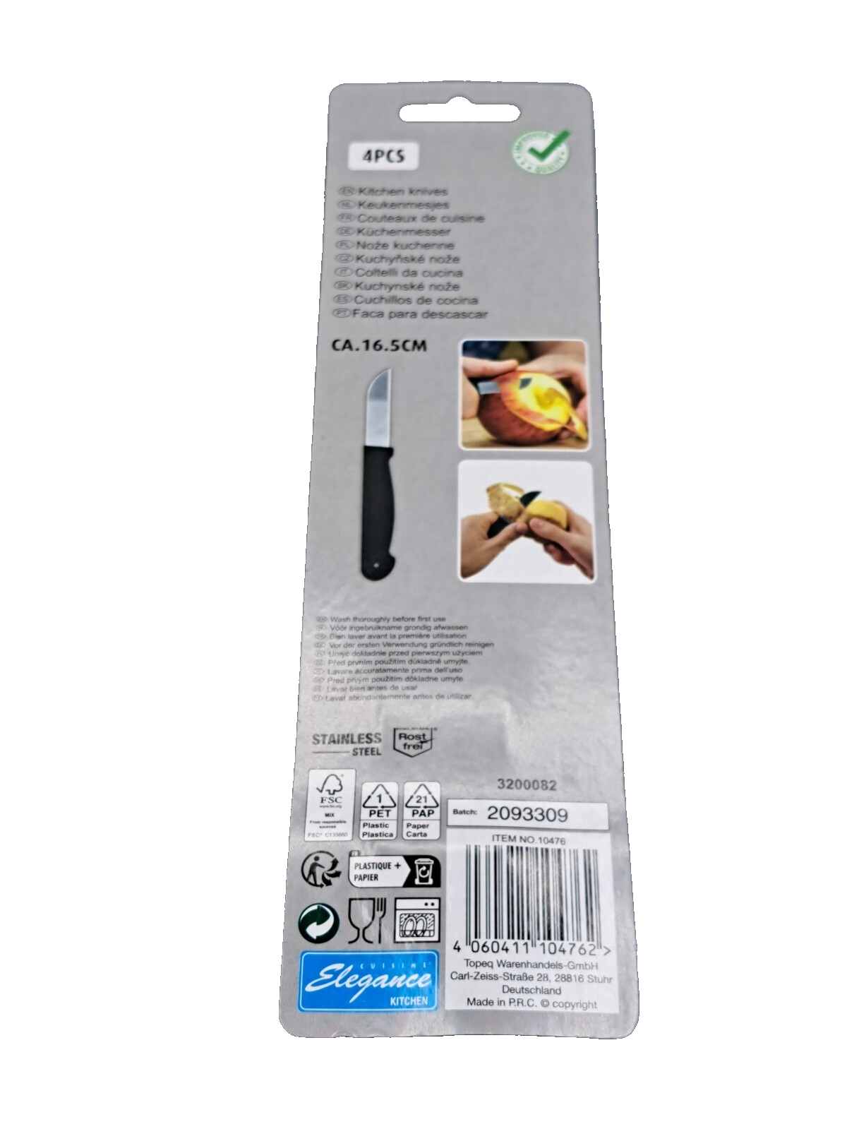 Cuisine Elegance Küchenmesser 4tlg Set Edelstahl 16,5cm Messer Küche