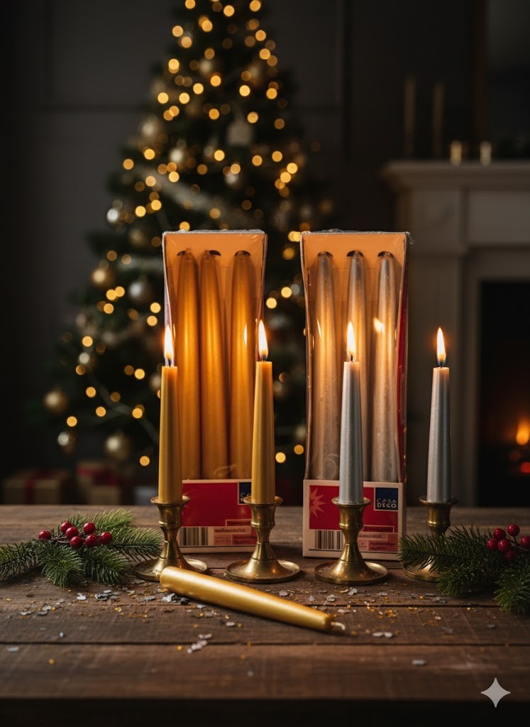 Casa Deco 6x Weihnachtliche Spitzkerzen