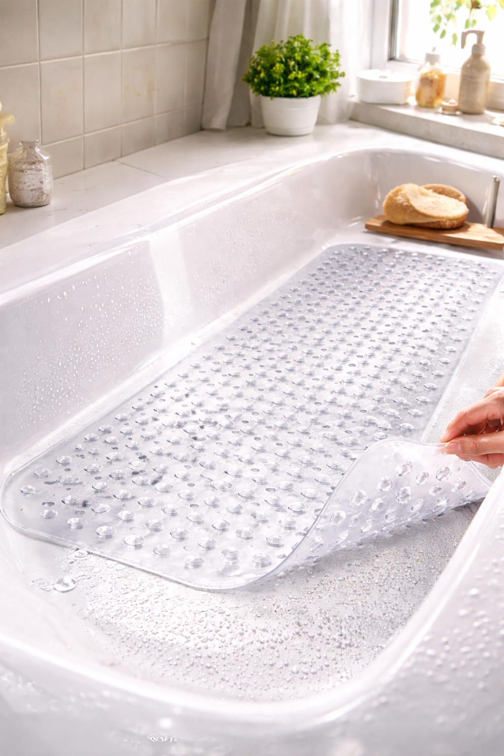 Antirutschmatte Badewanne 101x40 cm – rutschfest transparent mit Saugnäpfen g