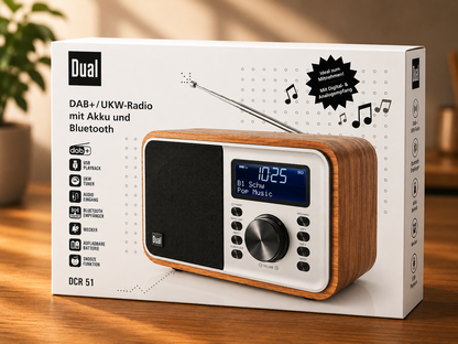 Dual DCR51 DAB+ Radio Bluetooth UKW Wecker Akku Digitalradio Tischradio A08