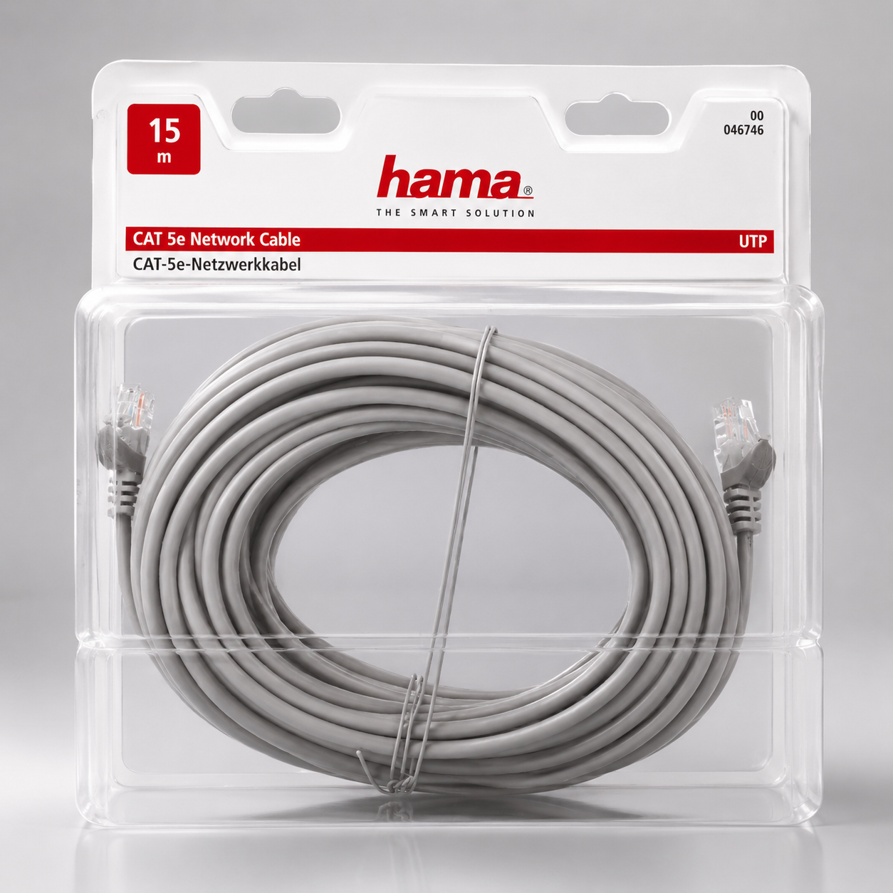 Hama CAT 5e Netzwerkkabel 15m LAN Ethernet RJ45 Patchkabel UTP Grau 46746 A2
