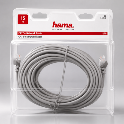 Hama CAT 5e Netzwerkkabel 15m LAN Ethernet RJ45 Patchkabel UTP Grau 46746 A2