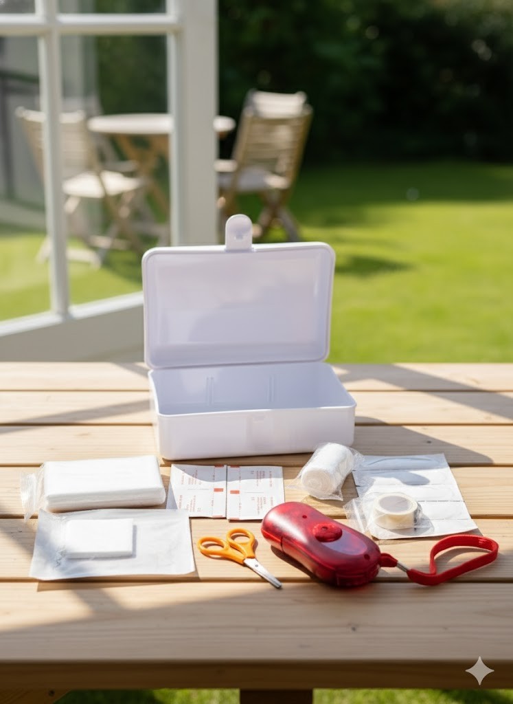 Verbandset „Guardian Box“ mit Pflaster, Mullbinde, Kompresse, Schere & Dynamo-Ta