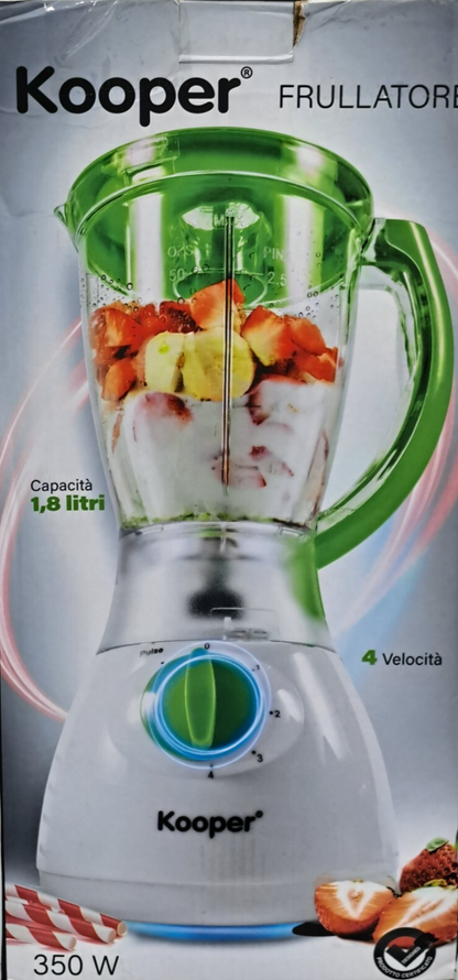 Kooper Standmixer 1,8 Liter 350W Smoothie Maker 4 Stufen Grün Weiß