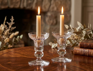 2x Antiquitäten Kerzenständer Glas Vintage Halter Sammler