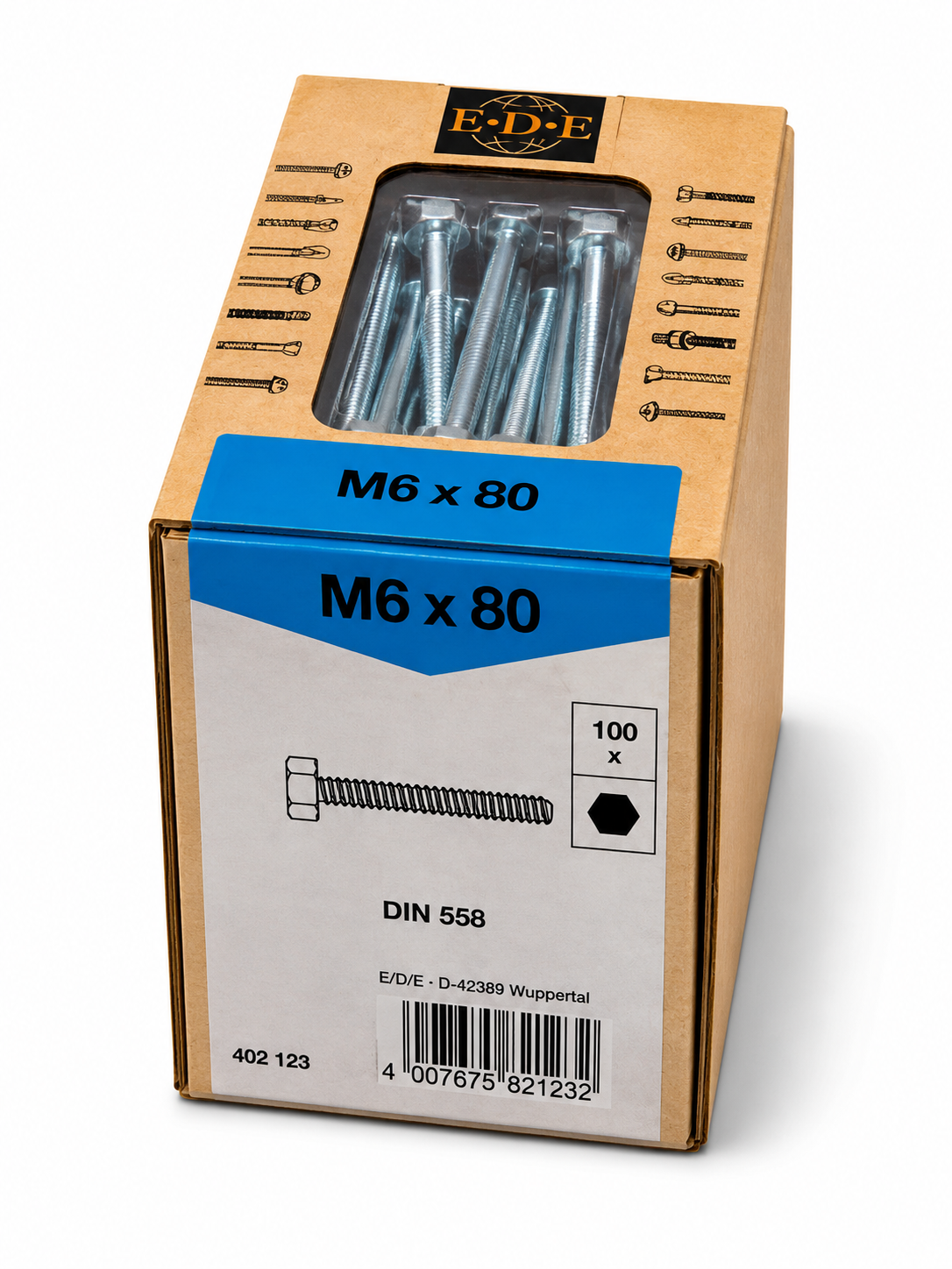 Lux Schlossschrauben verzinkt M6x80mm 100x Sechskant metrisch Gewinde