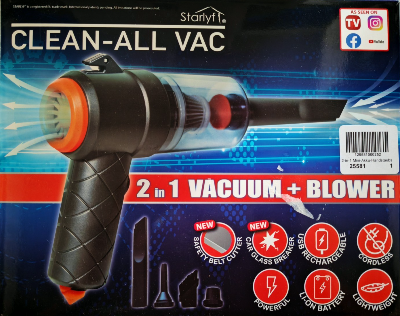 Starlyf Akku Handstaubsauger Mini Vacuum Cleaner kabellos USB kompakt C6