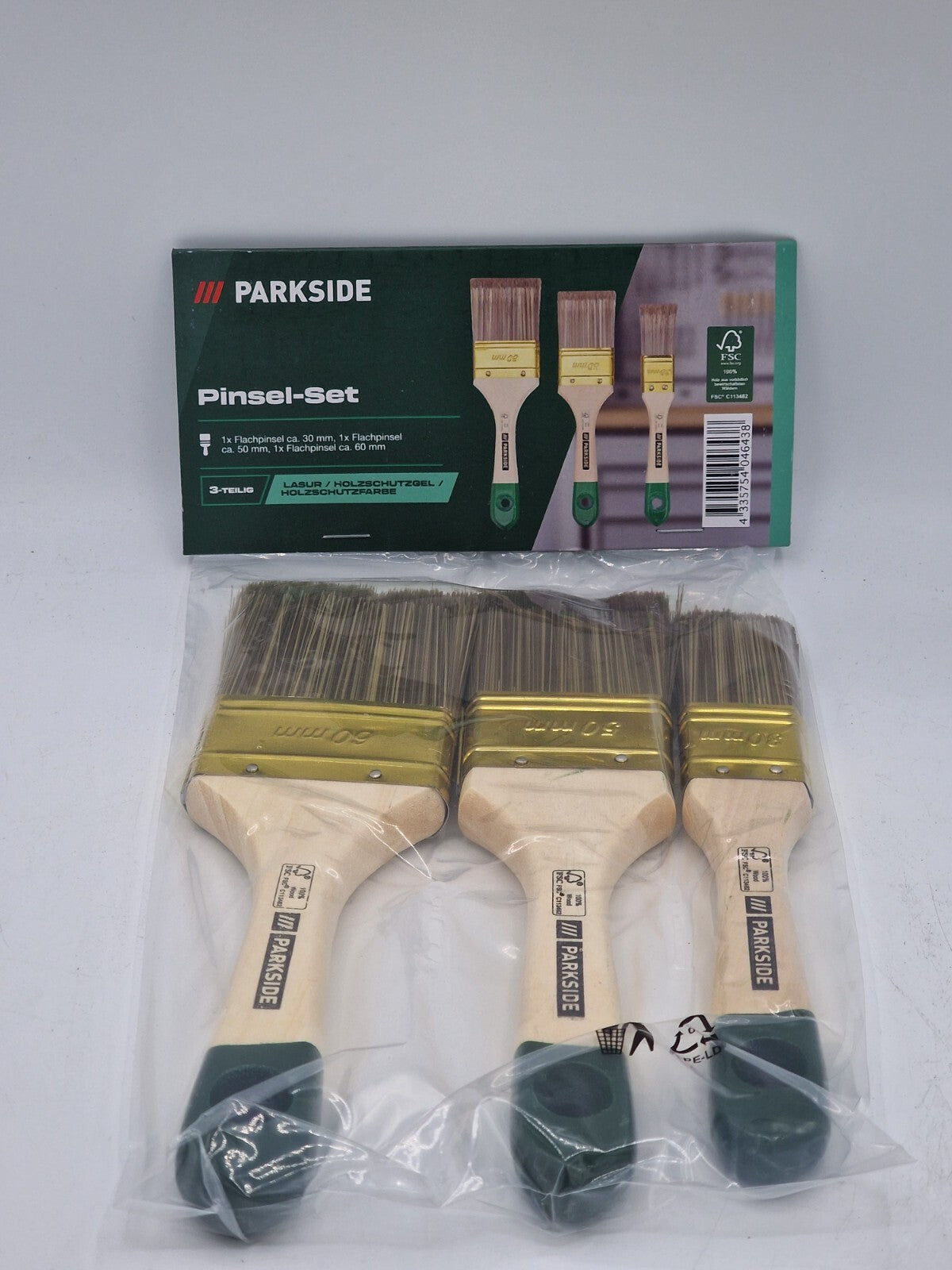 Parkside Pinsel Set 3tlg Lasurpinsel Holzlasur Malerpinsel Zubehör Neu